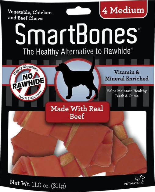 SmartBones Medium Beef Chew Bones Dog Treats 3 SmartBones Medium Beef Chew Bones Dog Treats