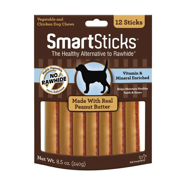SmartBones SmartSticks Peanut Butter Chews Dog Treats 3 SmartBones SmartSticks Peanut Butter Chews Dog Treats
