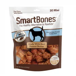 SmartBones Peanut Butter Mini Chews Dog Treats, 30 count