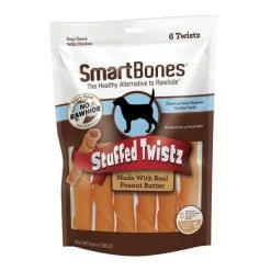 SmartBones Stuffed Twistz Peanut Butter Dog Treats, 6 count