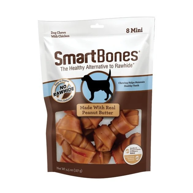 SmartBones Peanut Butter Mini Chews Dog Treats, 8 count 3 SmartBones Peanut Butter Mini Chews Dog Treats, 8 count