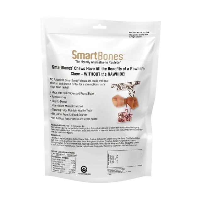 SmartBones Peanut Butter Mini Chews Dog Treats, 8 count 4 SmartBones Peanut Butter Mini Chews Dog Treats, 8 count - Image 2