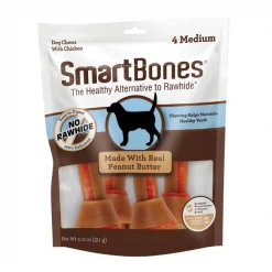 SmartBones Peanut Butter Medium Chews Dog Treats, 4 count
