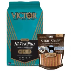 VICTOR||SmartBones VICTOR Classic Hi-Pro Plus Formula Dry Food + SmartBones SmartSticks Peanut Butter Chews Dog Treats