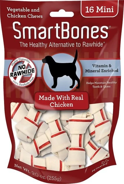 SmartBones Mini Chicken Chew Bones Dog Treats 3 SmartBones Mini Chicken Chew Bones Dog Treats