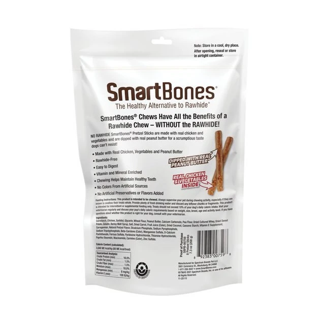 SmartBones Pretzel Stick Dipped Peanut Butter Dog Treats, 8 count 4 SmartBones Pretzel Stick Dipped Peanut Butter Dog Treats, 8 count - Image 2